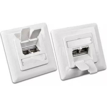 Wirewin DD-TRIO-C6 UP2 WS CAT6 geschirmte Unterputz-Datendose, 2-Port, LSA, Reinweiß RAL 9010