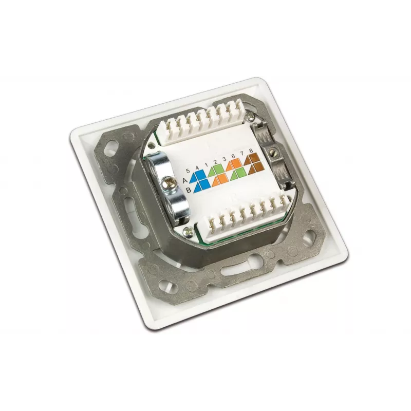 Wirewin DD-TRIO-C6 UP2 WS CAT6 geschirmte Unterputz-Datendose, 2-Port, LSA, Reinweiß RAL 9010