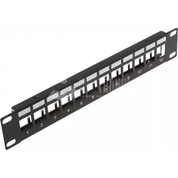 Wirewin TKS PANEL 12 12-Port Keystone Patch Panel, 10 inch Rackmount, abgeschirmt, Schwarz