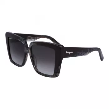 Ferragamo Damen SF1060S-21 Schmetterling Sonnenbrille, Havana/Braun Gradient, 55mm