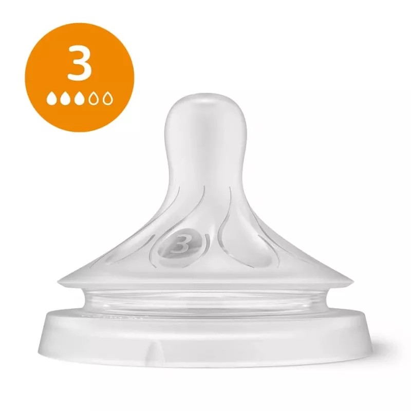 Philips Avent Natural Response Babyflaschen-Silikonsauger-Set (3er-Pack, Flow 3, 1+ Monate)