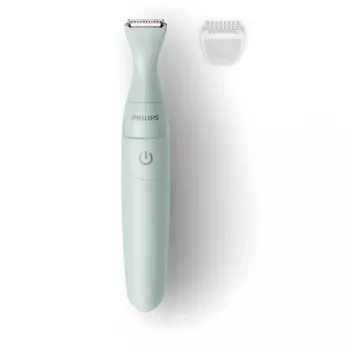 PHILIPS Essential Bikini Trimmer BRT398/15, sichere Rasur für empfindliche Bereiche, Nass & Trocken, 3 Längeneinstellungen, batteriebetrieben, Weiß mit rosa Akzenten