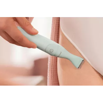 PHILIPS Essential Bikini Trimmer BRT398/15, sichere Rasur für empfindliche Bereiche, Nass & Trocken, 3 Längeneinstellungen, batteriebetrieben, Weiß mit rosa Akzenten