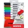 Kores Whiteboard-Marker-Set, 7 Marker + Radierer, Rundspitze, 3,0 mm, Schnelltrocknend, verschiedene Farben (M20866)