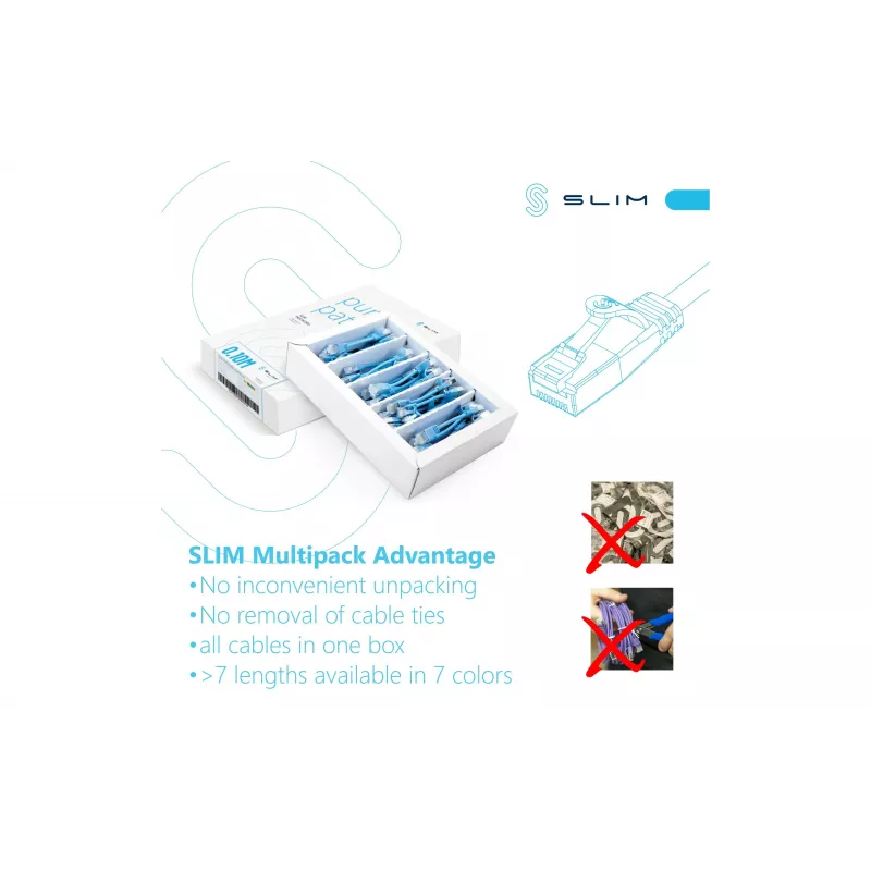 Wirewin SLIM KAT6A 10 Gigabit Light Patchkabel, 0,50m, U/FTP, Ø 3,8mm, Schwarz, 90er-Pack SLIM-LS-K6A 0.5 BK 90