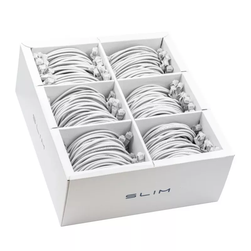 Wirewin SLIM-LS-K6A 1.0 WT 90 - Cat6A U/FTP Slim Patchkabel, 1,0 m, Weiß, 90er-Pack
