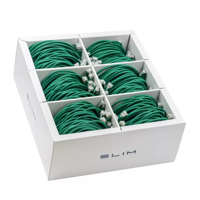 Wirewin SLIM-LS-K6A 2.0 GN 60 Cat6A U/FTP Patchkabel, 2,0 m, Grün, 60er-Pack