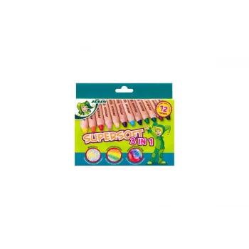 JOLLY Supersoft 3 in 1 Buntstifte, verschiedene Farben, 12 Stück (5956-0002)