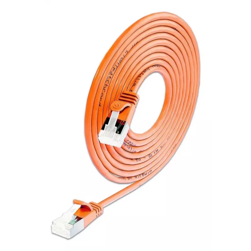 Wirewin SLIM-LS-K6A 0,15 OR 50 Cat6A Slim Ethernet Patchkabel, 0,15m, U/FTP, Orange, 50er-Pack