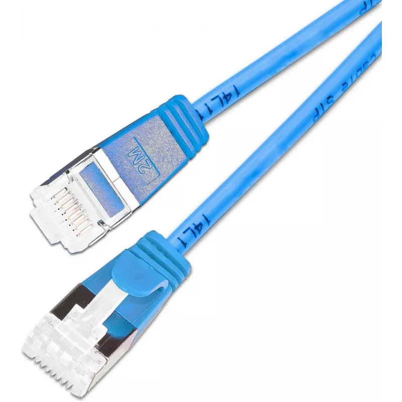 Wirewin SLIM-LS-K6A 0.25 BL 50 Cat.6A U/FTP Slim Ethernet Patchkabel, 0,25m, Blau, 50er-Pack