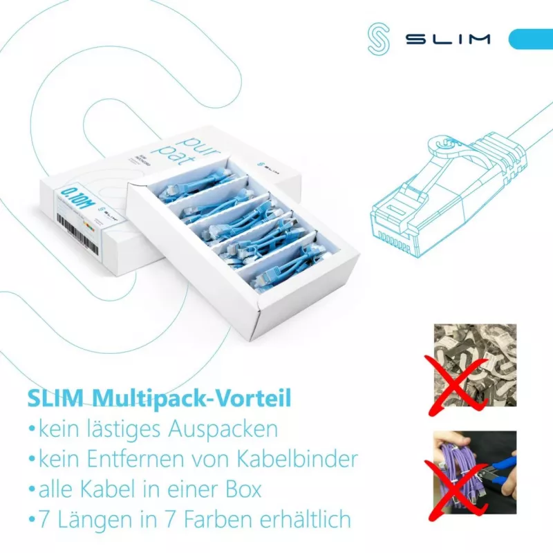 Wirewin SLIM-LS-K6A 3.0 BK 36 - 10 Gigabit Cat6a Slim Ethernet Patchkabel, 3m, Schwarz, 36er-Pack