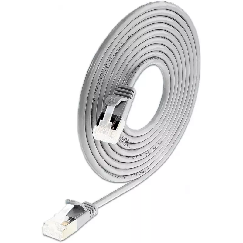 Wirewin SLIM-LS-K6A 0,15 50 Cat6A Slim Ethernet Patchkabel, 0,15m, U/FTP, Grau, 50er-Pack