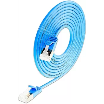 Wirewin SLIM-LS-K6A 0.15 BL 50 Cat6A Slim Ethernet Patchkabel, 0,15m, U/FTP, Blau, 50er-Pack