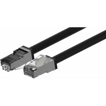 Wirewin Outdoor CAT6A S/FTP Patchkabel, 5m, Schwarz, PUR-Mantel, Anti-UV PKW-OUT-SF-K6A-PUR 5.0