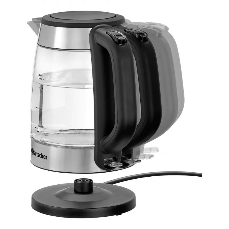 Bartscher 200096 Glaskanne Elektrischer Wasserkocher 1,7L 2200W Silber