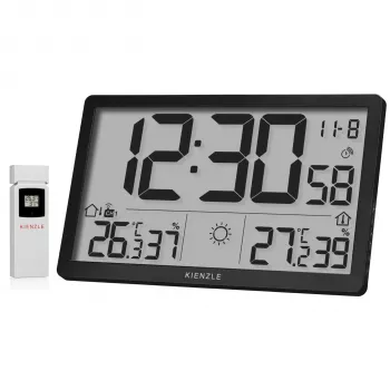 KIENZLE Jumbo NEO LCD Wetterstation Wanduhr Schwarz
