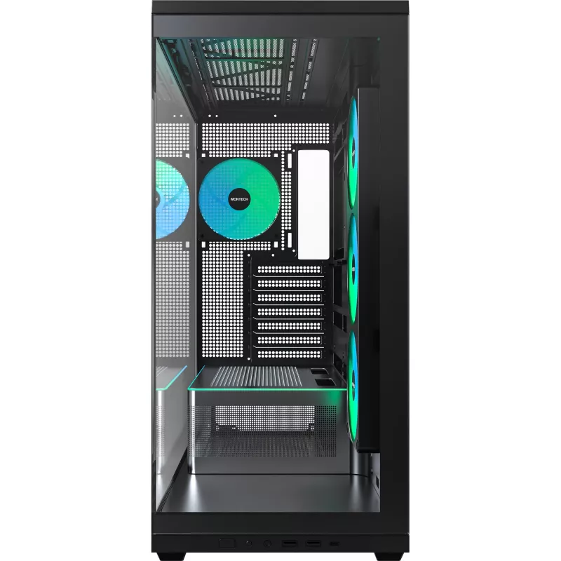 MONTECH TG3 PC-Gehäuse, Tempered Glass x2, Schwarz