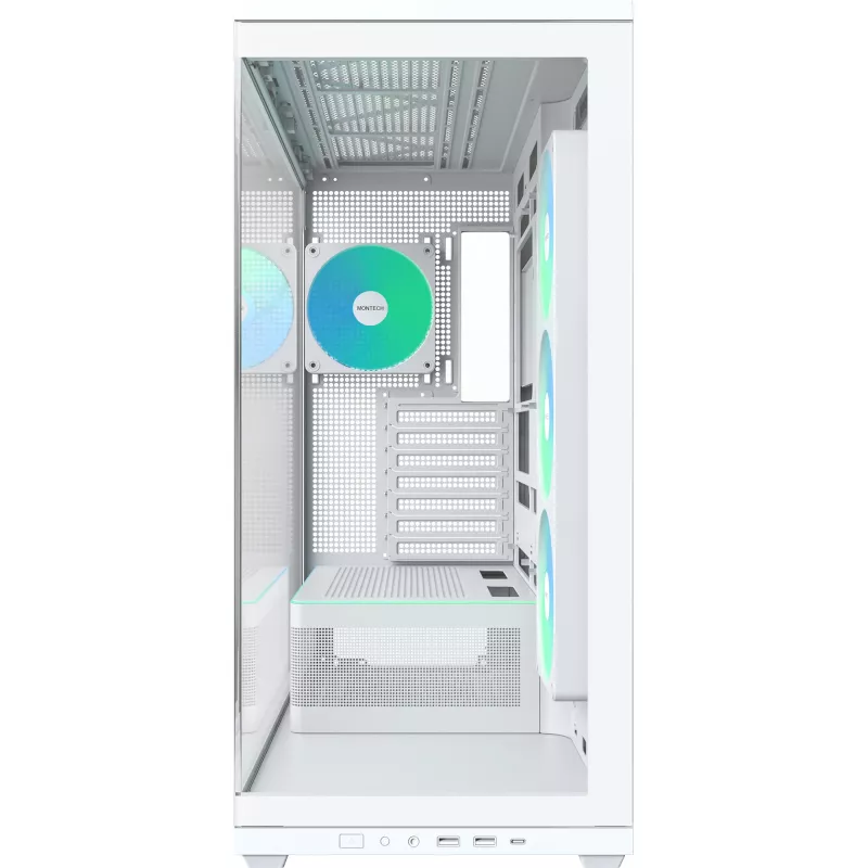 MONTECH TG3 PC-Gehäuse, Tempered Glass x2, Weiß
