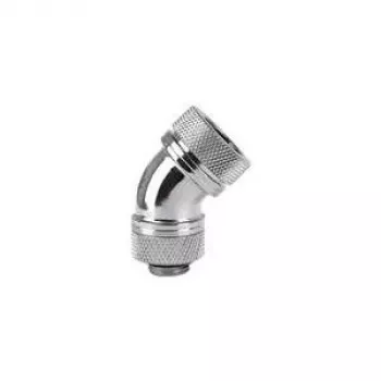 Thermaltake Pacific G1/4 PETG Tube 45-Grad Compression Fitting - Verchromtes Messing, 16mm OD