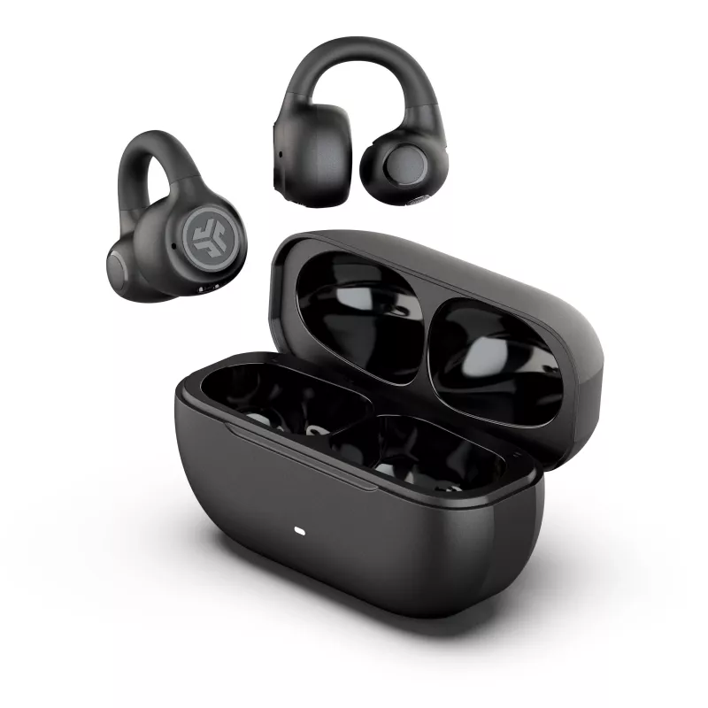 JLab Flex Open Air Clip True Wireless Ohrhörer, Bluetooth 5.3, 32h Gesamtakkulaufzeit, IP55, Schwarz