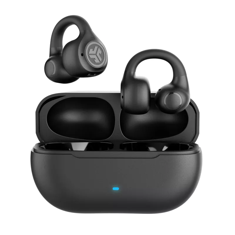 JLab Flex Open Air Clip True Wireless Ohrhörer, Bluetooth 5.3, 32h Gesamtakkulaufzeit, IP55, Schwarz