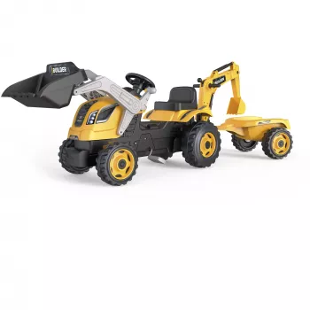 Smoby Builder Max Tret-Traktor mit Anhänger, Gelb