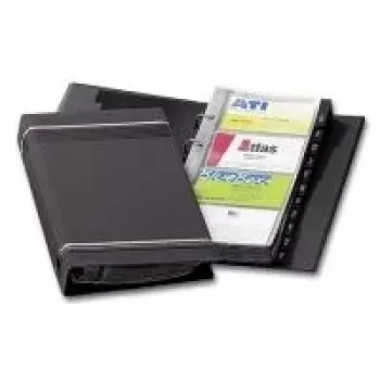 DURABLE VISIFIX 200 Visitenkarten-Ringbuch, 200 Karten, A-Z Register, Schwarz 238558