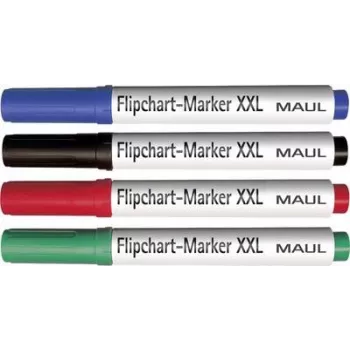MAUL Flipchart-Marker-Set, Keilspitze 3,0-6,5 mm, 4 verschiedene Farben
