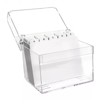 MAUL Acryl-Karteikasten A6, Kristallklar inkl. 100 Karteikarten und A-Z-Register (19528-05)