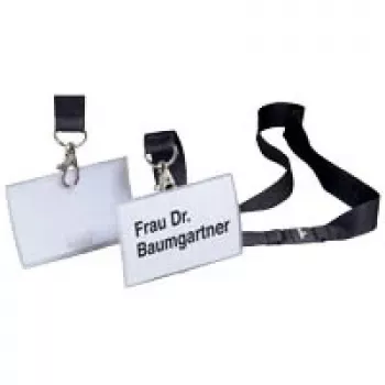 DURABLE CLICK FOLD Namensschild mit Textilband, 90 x 54 mm, Transparent, 10er-Pack 821719