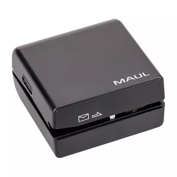 MAUL Elektrischer Brieföffner, batteriebetrieben, schwarz, Edelstahl-Schneidräder, Kunststoffgehäuse (75618-90)