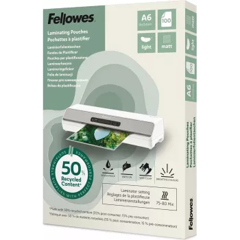 Fellowes A6 Mattheißlaminierfolien 80 Mikron, 50% recycelt, 100er Pack 100143438