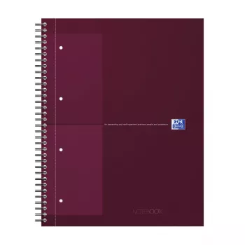 Oxford International Collegeblock Notizbuch, DIN A4+, kariert, Hardcover, spiralgebunden, 80 Blatt, Schwarz 400191241