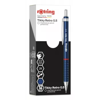 Rotring Tikky Retro mechanischer Bleistift 0,5 mm, blau verchromte Zierringe 2202566