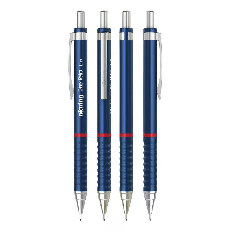 Rotring Tikky Retro mechanischer Bleistift 0,5 mm, blau verchromte Zierringe 2202566