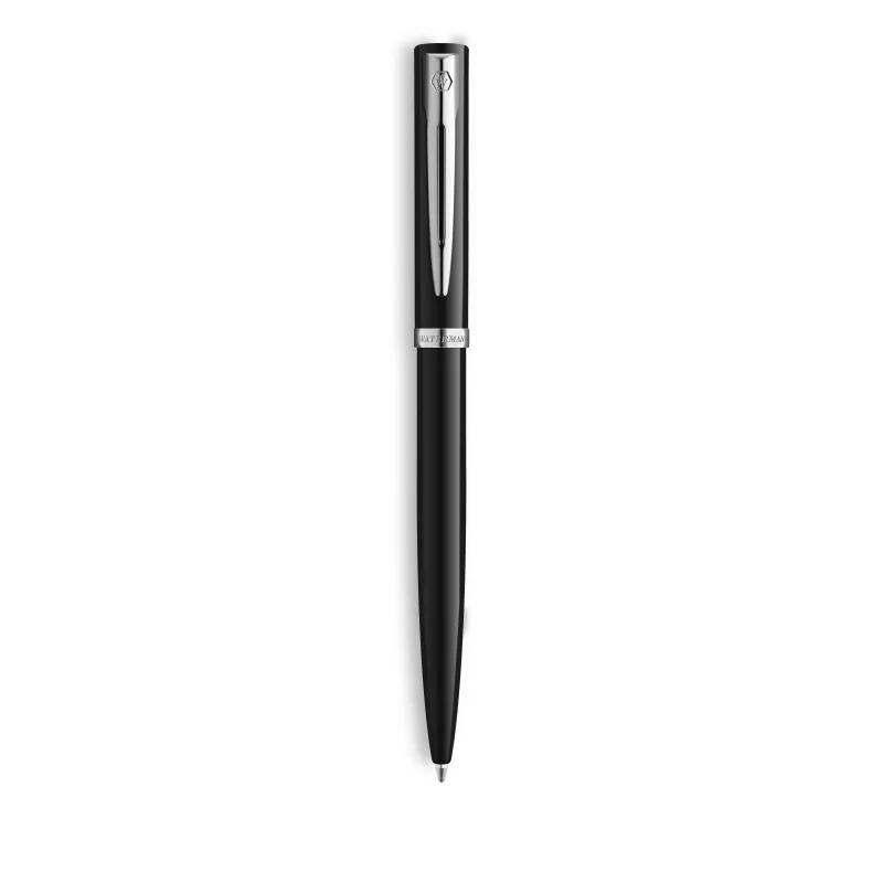 Waterman Impression Kugelschreiber – Schwarzer Lack, Chrom-Zierring, Mittelblau 2225498