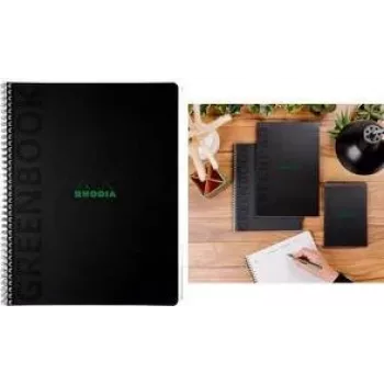 RHODIA Greenbook College Block A4+ kariert schwarz recycelt 80 Blatt 119932C