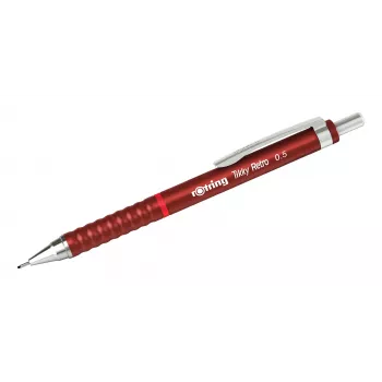 Rotring Tikky Retro Mechanikbleistift 0,5 mm Rot verchromte Hülse Gummi-Griffzone 2202568