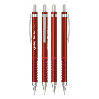 Rotring Tikky Retro Mechanikbleistift 0,5 mm Rot verchromte Hülse Gummi-Griffzone 2202568