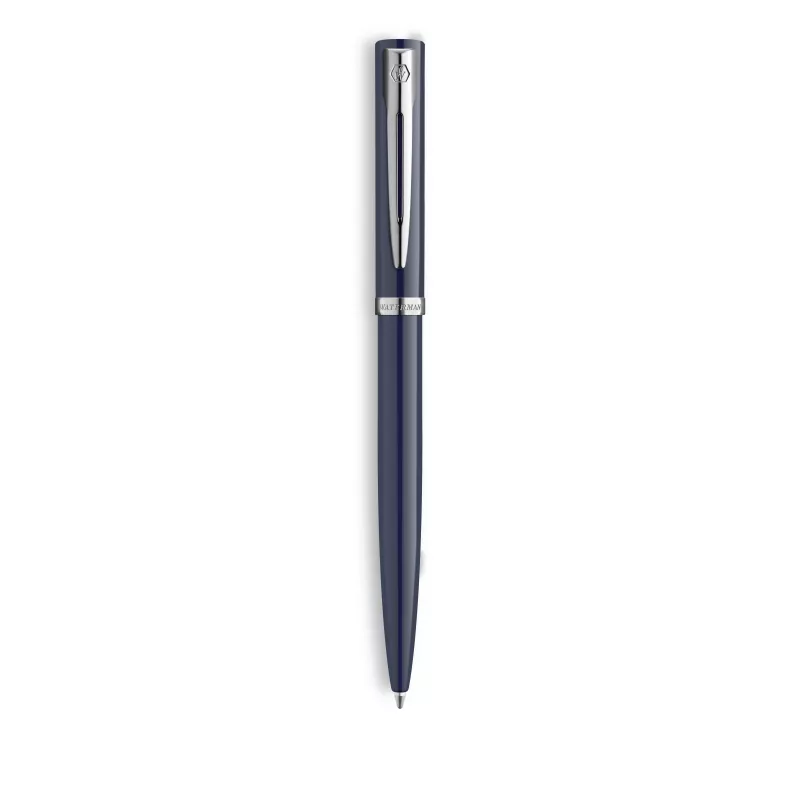 Waterman Impression Kugelschreiber – Blauer Lack, Chrom-Zierring, Mittlere Spitze, Geschenkbox 2225468