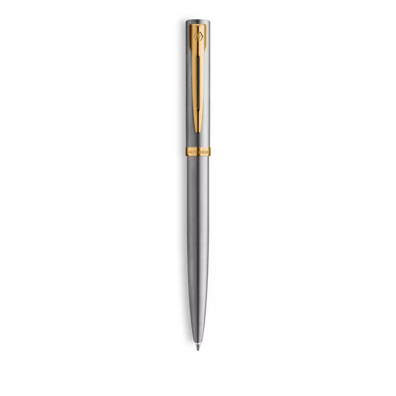 Waterman Impression Kugelschreiber aus Edelstahl mit Goldbeschlag, Medium Blau, Geschenkbox 2225495