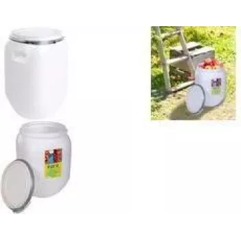 EDA Lagerfass 25 L, Kunststoff, Weiß, mit Deckel, Multifunktional, 1 Stück 010558 NA