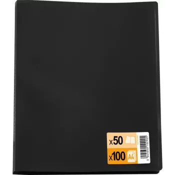 ELBA DIN A4 Präsentationsmappe Standard, 50 Hüllen, Schwarz, PP 0,3 mm 32041009
