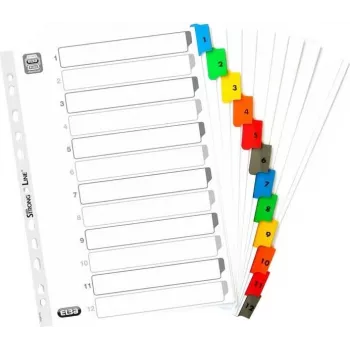 ELBA Mylar Kartonregister, numerisch 1-12, A4, verschiedene Farben, 12-teilig (M568587)