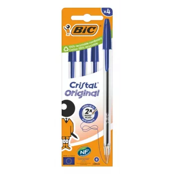 BIC Cristal Original Kugelschreiber, Blau, 0,32 mm, 4er-Pack 516332