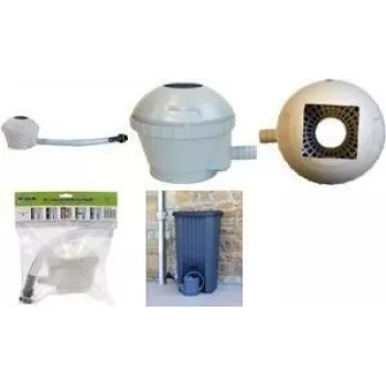 EDA Regenwassersammler-Set für Regentonnen, Grau, mit Filter und Überlaufstopp, 1 Stück (010916 G SX10)