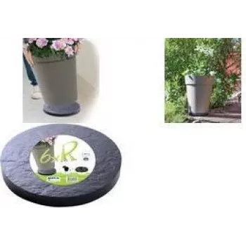 EDA Pflanzenroller mit 5 multidirektionalen Rädern, Steinoptik, Anthrazitgrau, 30 cm Durchmesser, 60 kg Traglast (010940 G. ARD C)