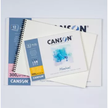 Canson Montval Aquarellpapier, 200 g/m², 500 x 650 mm, Naturweiß, feine Körnung, säurefrei, 10 Blatt C518412002