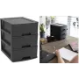 EDA STONE Schubladenbox DIN A5, 3 Schubladen, Polypropylen, Schwarz 010322 NO