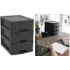EDA STONE Schubladenbox DIN A5, 3 Schubladen, Polypropylen, Schwarz 010322 NO